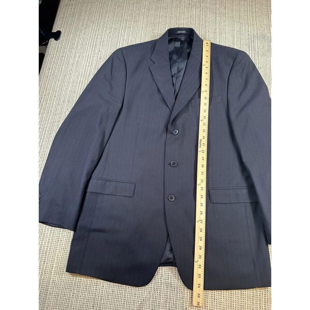 Polo University Club Ralph Lauren Mens 42L Blue Pinstripes Three Button Vintage